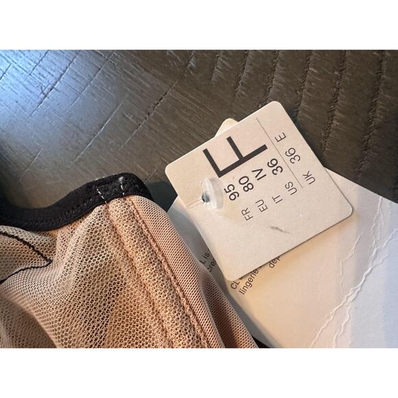 Chantelle Underwired Bra Womens 36F Black Nude Embroidered Floral Sheer Lingerie - Picture 5 of 8